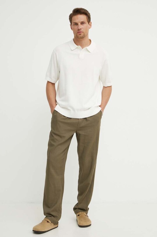 Βαμβακερό μπλουζάκι πόλο Levi's A7294 μπεζ SS25