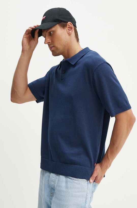 Bavlnené polo tričko Levi's tmavomodrá A7294