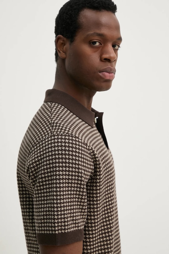 Памучна тениска с яка Levi's кафяв A7294
