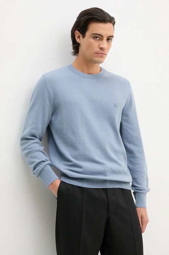 Marc O'Polo sweter z domieszką wełny okrągły niebieski 429514460504