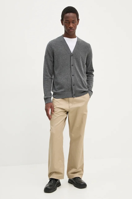 Marc O'Polo kardigan z domieszką wełny 429514461216 szary AW24