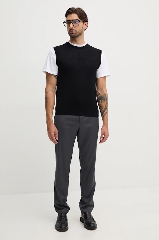 United Colors of Benetton kamizelka wełniana 11AHU105Z czarny AW25