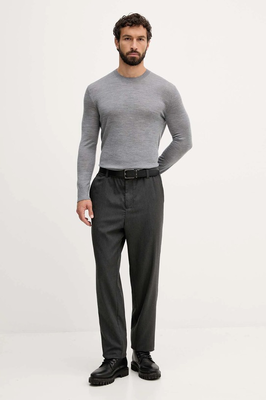 United Colors of Benetton sweter wełniany 11AHU1056 szary AW25