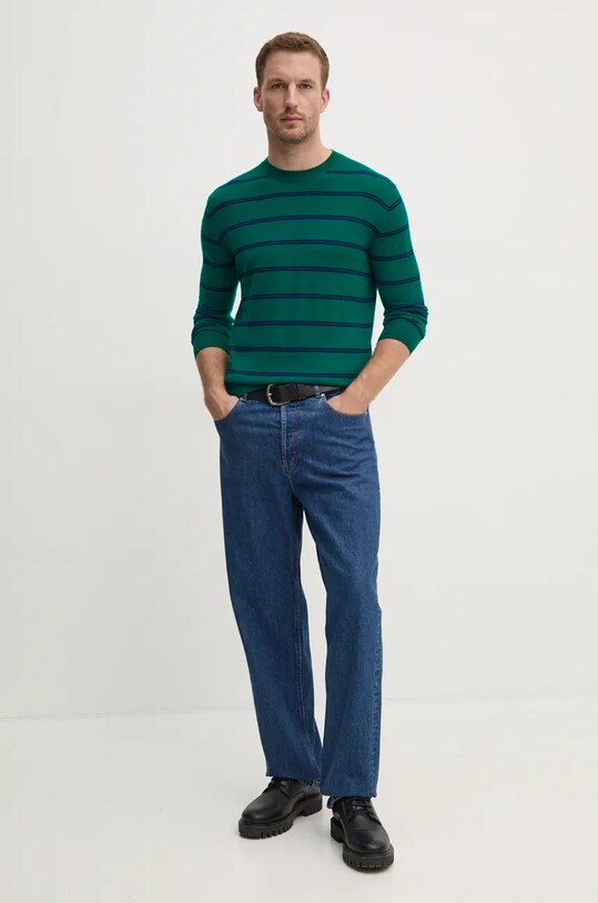 United Colors of Benetton sweter wełniany 11AHK107L zielony AW24