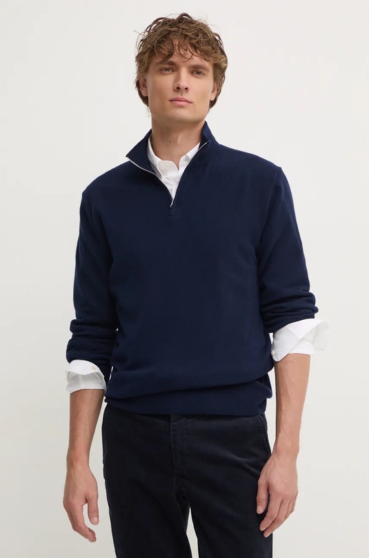 United Colors of Benetton sweter wełniany wełna granatowy 1002U201I