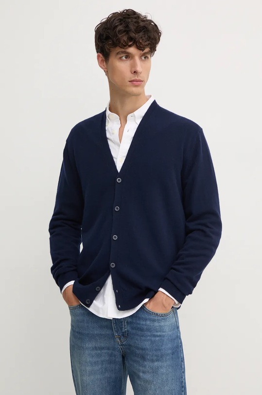 United Colors of Benetton cardigan din lana uni bleumarin 1002U601B