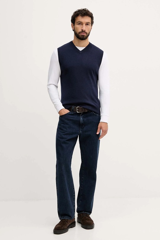 United Colors of Benetton kamizelka wełniana 1002U400L granatowy AW25