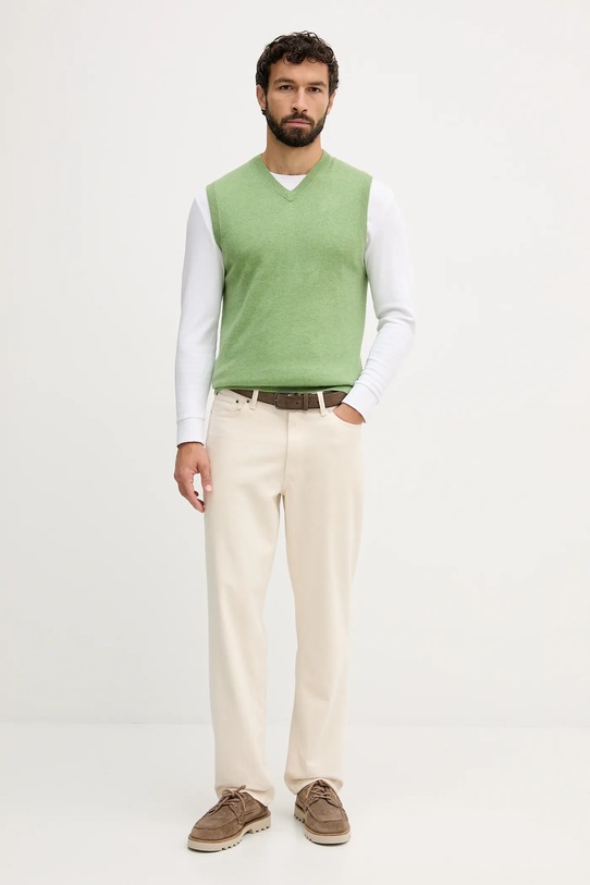 United Colors of Benetton kamizelka wełniana 1002U400L zielony AW25