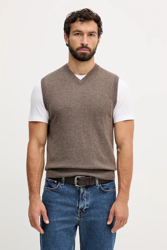 Шерстяной жилет United Colors of Benetton тонкий коричневый 1002U400L