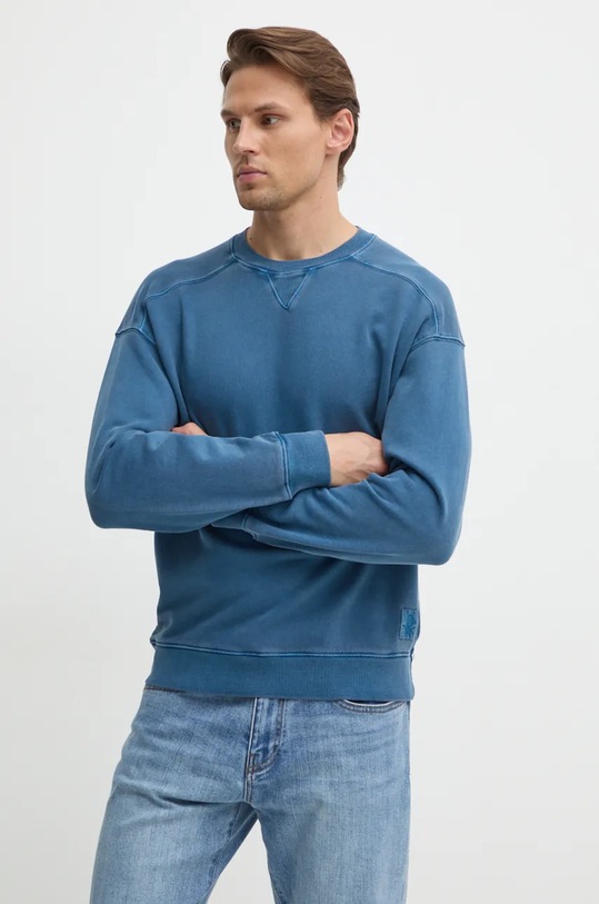 United Colors of Benetton bluza bawełniana bawełna niebieski 3P0VU1095