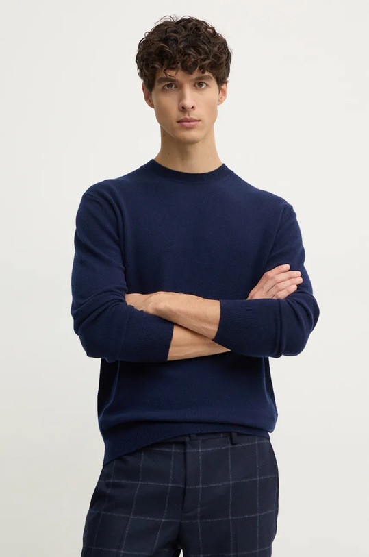 United Colors of Benetton sweter kaszmirowy okrągły granatowy 1033U105S