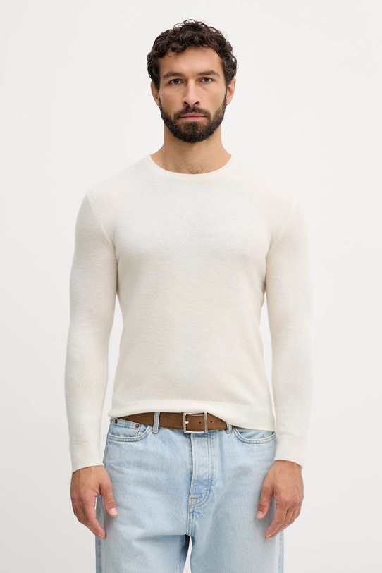 United Colors of Benetton sweter wełniany okrągły beżowy 1002U1G34