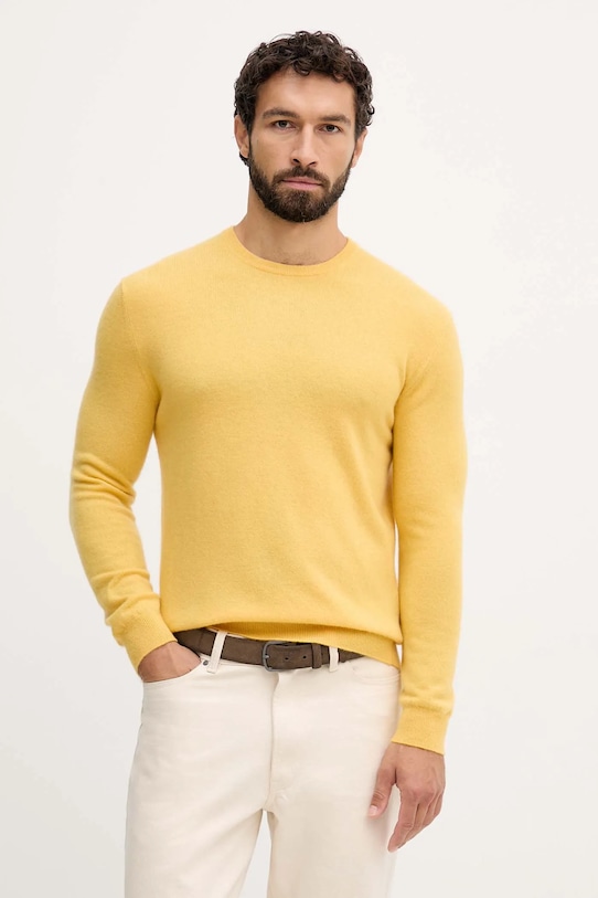 United Colors of Benetton sweter wełniany okrągły żółty 1002U1G34