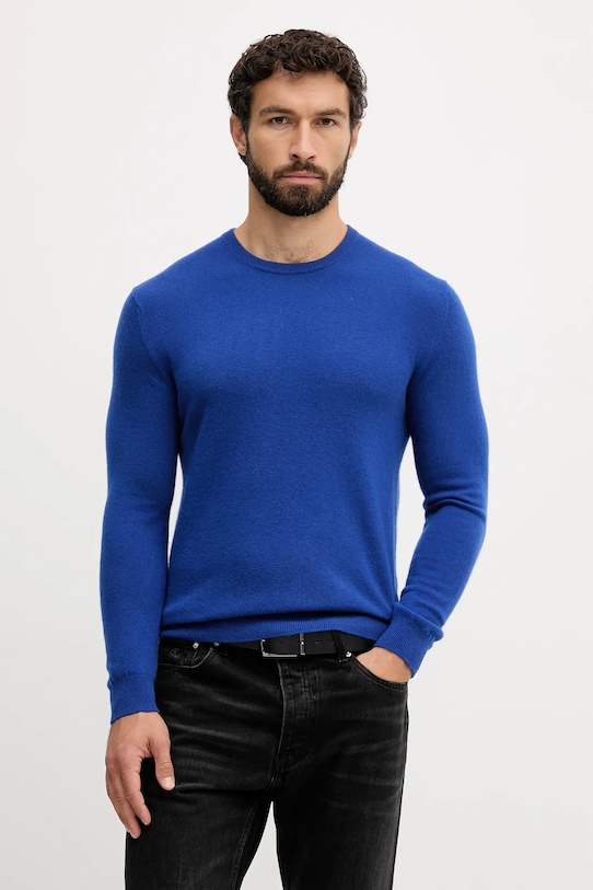 United Colors of Benetton sweter wełniany okrągły niebieski 1002U1G34