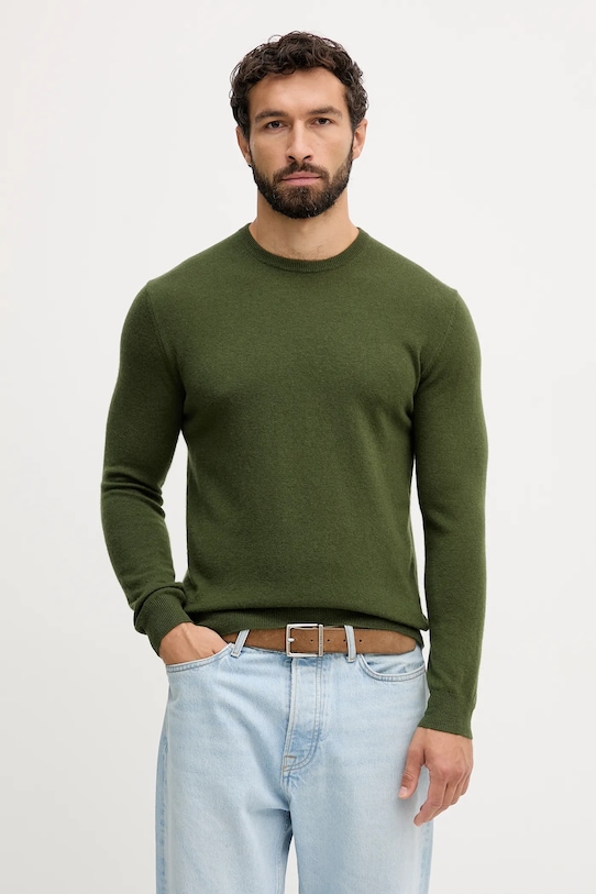 Шерстяной свитер United Colors of Benetton тонкий зелёный 1002U1G34