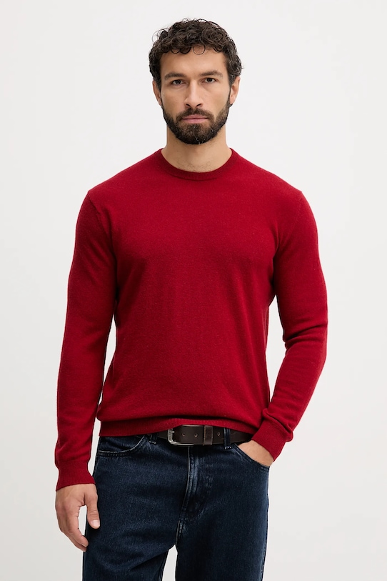United Colors of Benetton sweter wełniany okrągły bordowy 1002U1G34