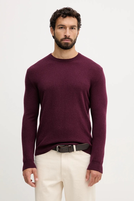 United Colors of Benetton sweter wełniany okrągły bordowy 1002U1G34