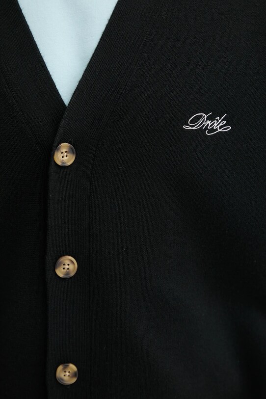 Drôle de Monsieur kardigan wełniany Le Cardigan Drôle PERM.CA123.WO007.BL czarny