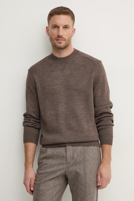 Armani Exchange sweter z domieszką wełny okrągły brązowy 6DZM1F.ZM1LZ