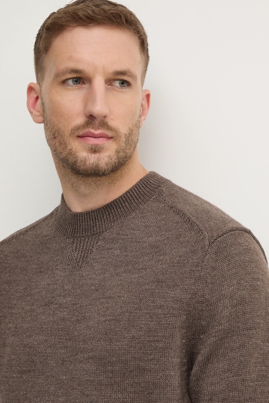 Armani Exchange sweter z domieszką wełny brązowy 6DZM1F.ZM1LZ
