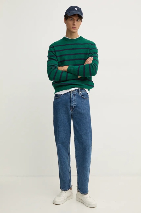 United Colors of Benetton sweter wełniany 103MK107U zielony NC24