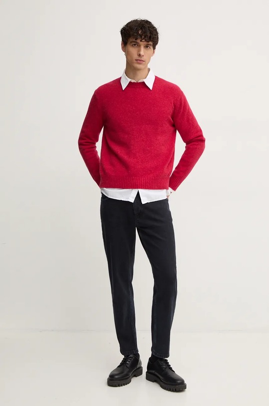 Vlněný svetr United Colors of Benetton kulatý červená 103MU108N