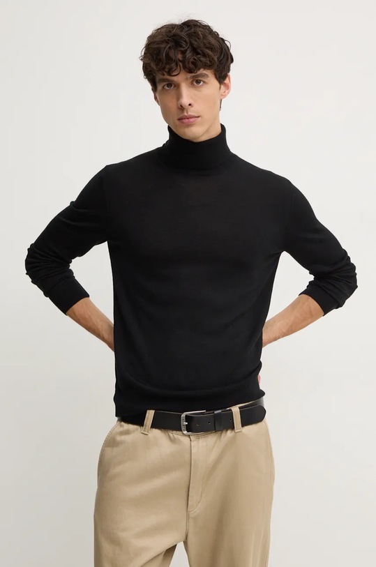United Colors of Benetton sweter wełniany okrągły czarny 103MU108N