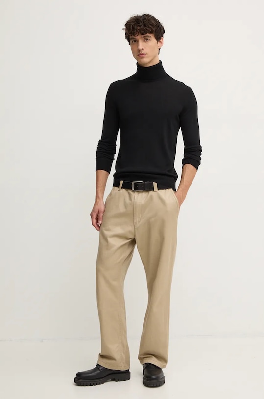 United Colors of Benetton sweter wełniany 103MU108N czarny AW24
