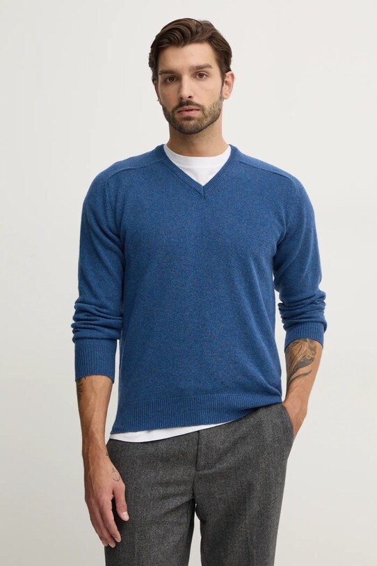 Vlnený sveter United Colors of Benetton melanž modrá 1006U4016