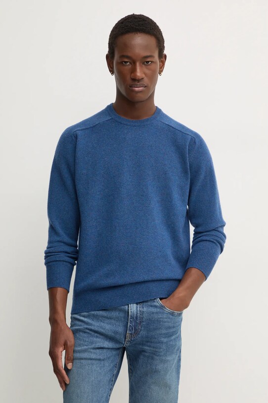 United Colors of Benetton sweter wełniany okrągły niebieski 1006U108W