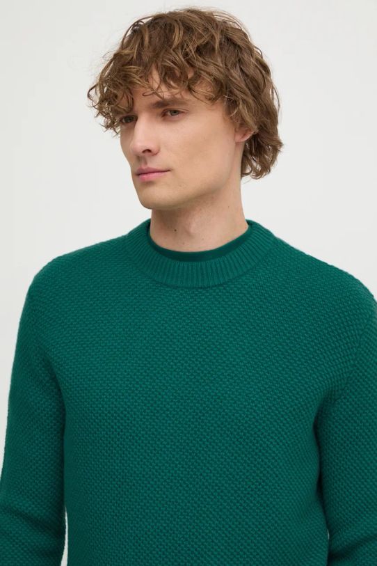 Шерстяной свитер United Colors of Benetton бирюзовый 1344U108H