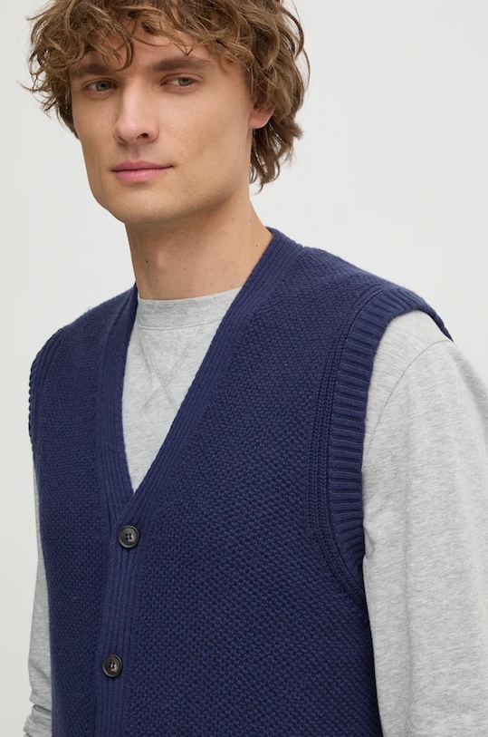 Vlnená vesta United Colors of Benetton tmavomodrá 1344U601H
