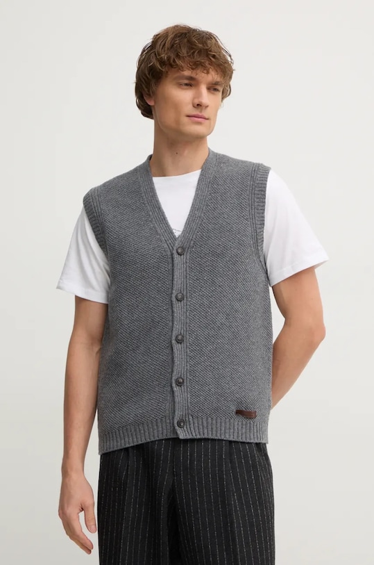 United Colors of Benetton vesta de lana uni gri 1344U601H