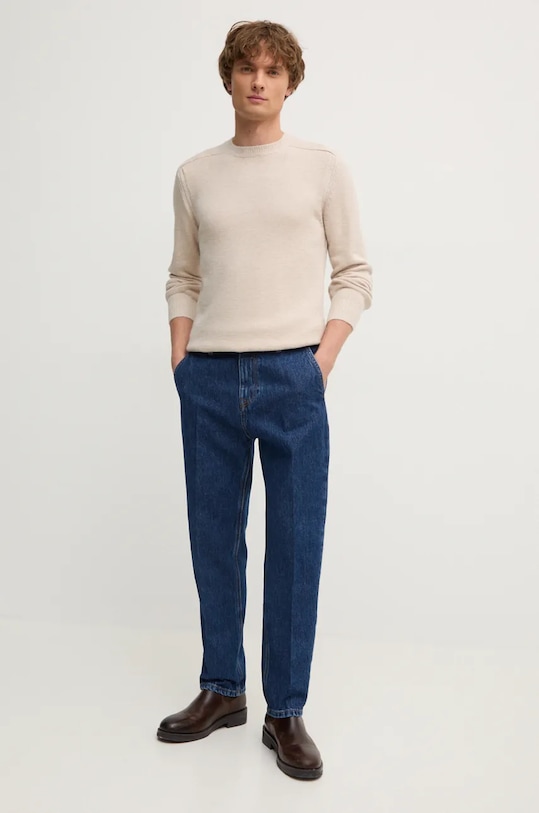 United Colors of Benetton sweter z domieszką wełny 116QU108T beżowy AW24