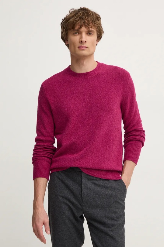 Svetr z vlněné směsi United Colors of Benetton kulatý růžová 10R2U108E