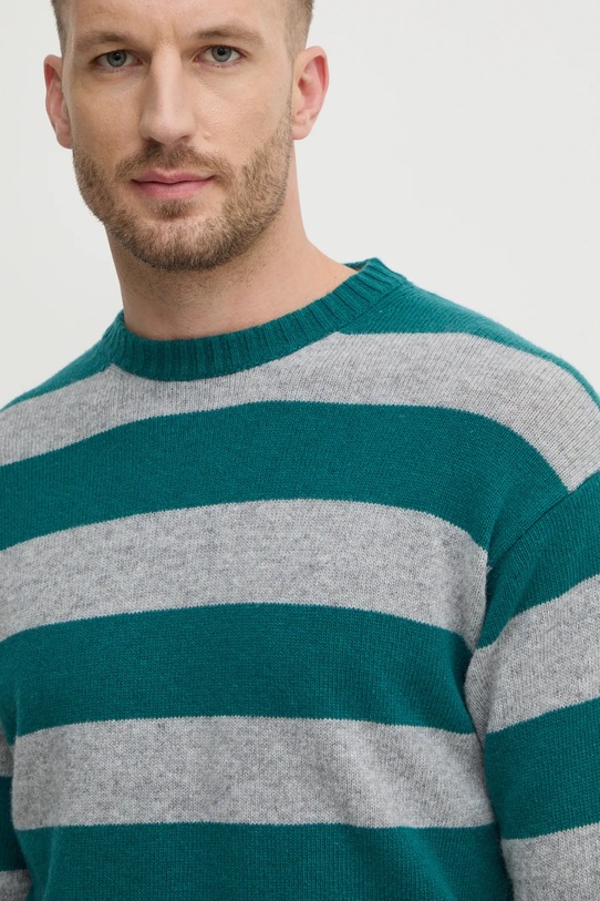 United Colors of Benetton sweter wełniany turkusowy 18AYK107Y