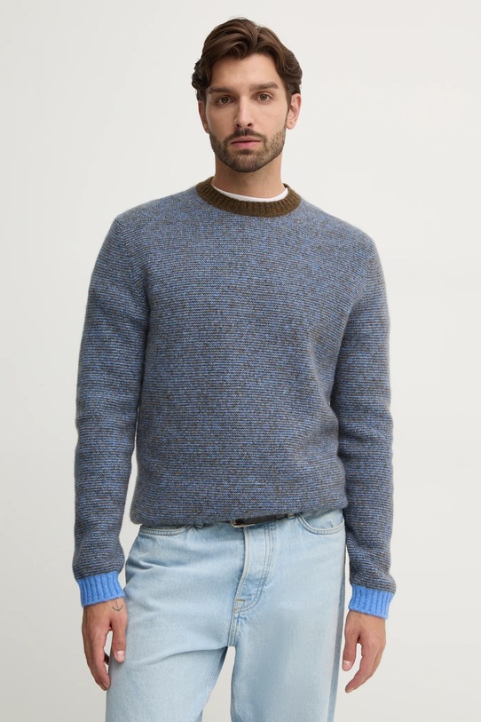 United Colors of Benetton sweter wełniany okrągły niebieski 103AK108O