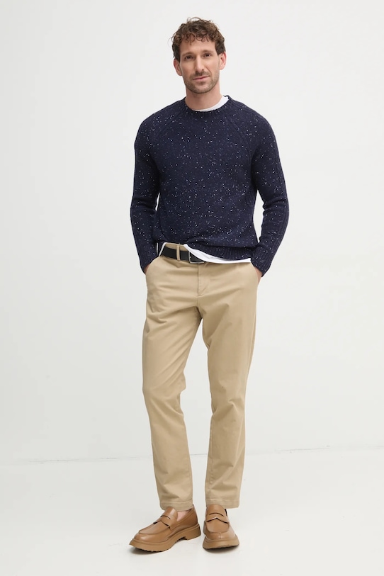 Vlnený sveter United Colors of Benetton 1KBAU1081 tmavomodrá AW24