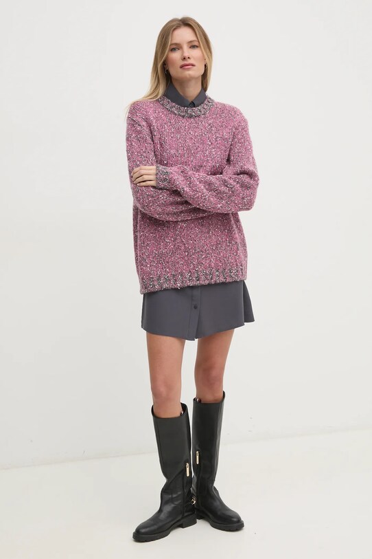 United Colors of Benetton pulover din amestec de lana 116NU108M roz NC24