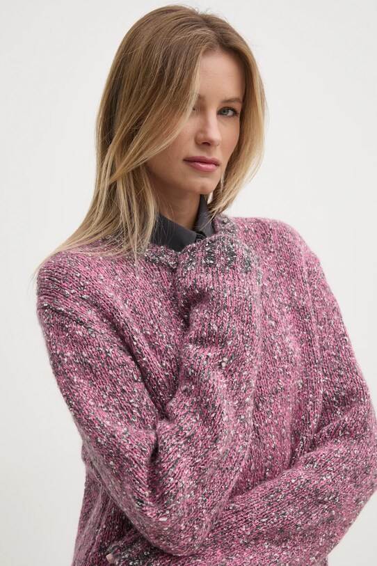 United Colors of Benetton pulover din amestec de lana roz 116NU108M