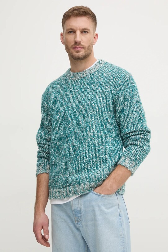 United Colors of Benetton pulover din amestec de lana turcoaz 116NU108M