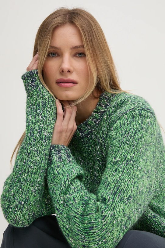 Πουλόβερ με προσθήκη μαλλιού United Colors of Benetton πράσινο 116NU108M