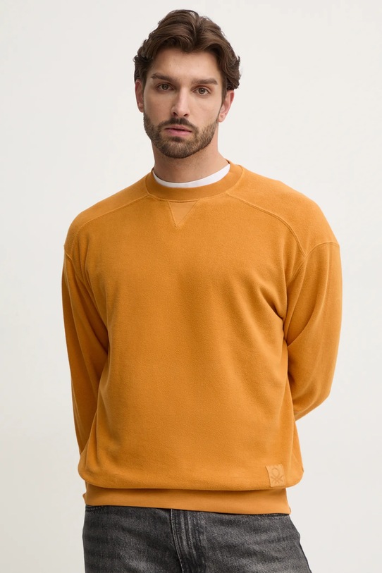 Bavlněná mikina United Colors of Benetton bez kapuce oranžová 3NMEU109T