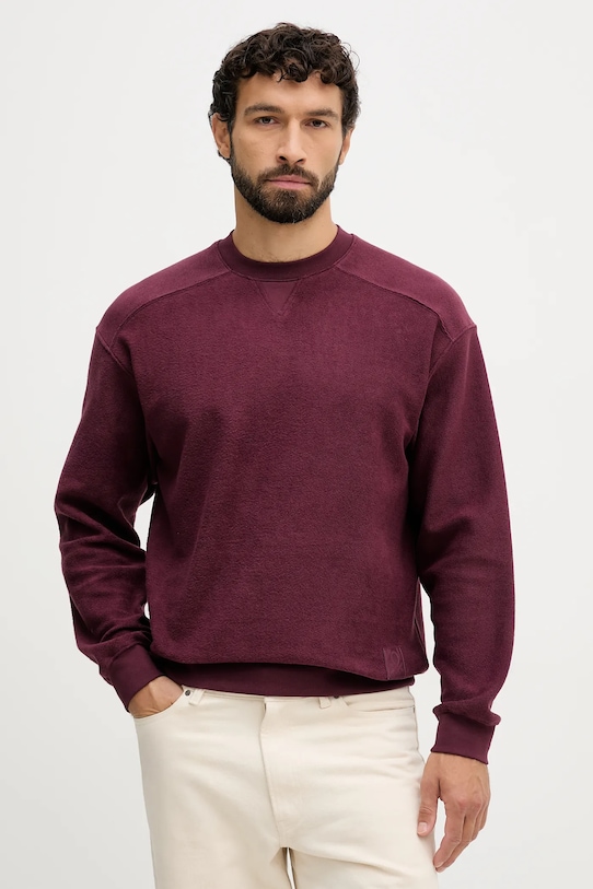 United Colors of Benetton hanorac de bumbac uni burgundia 3NMEU109T