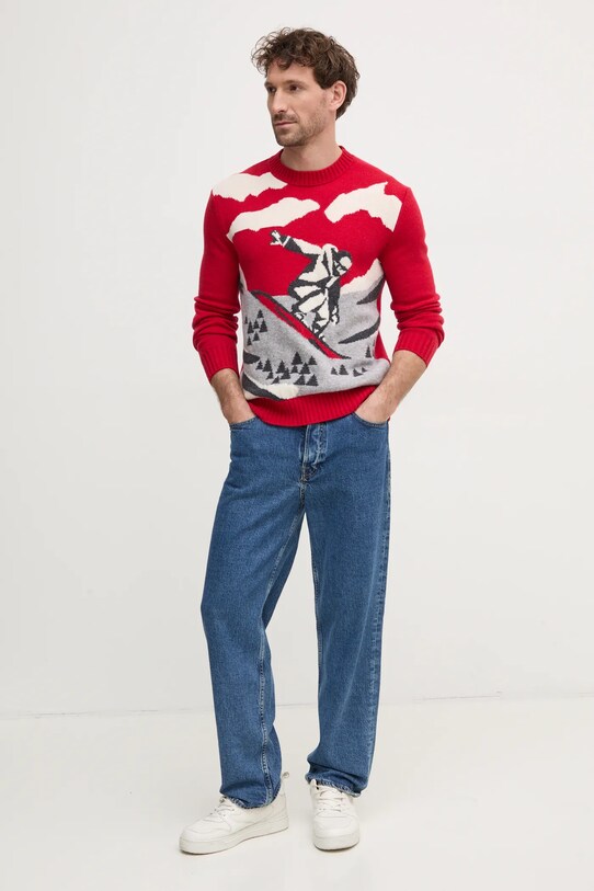 Вовняний светр United Colors of Benetton 1244K108R червоний AW24