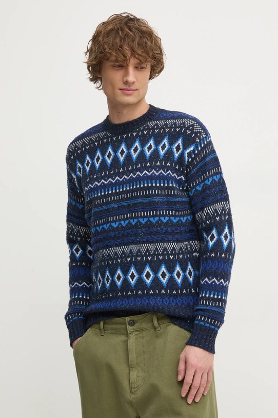 Пуловер United Colors of Benetton вълна тъмносин 1137K107V