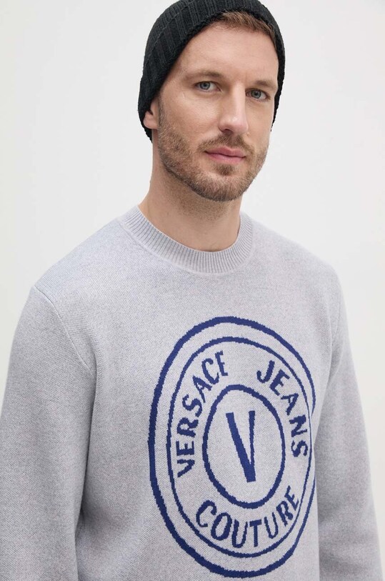 Вовняний светр Versace Jeans Couture блакитний 77GAFM02.CMH42