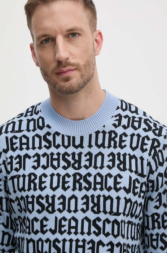 Vlnený sveter Versace Jeans Couture modrá 77GAFM03.CMN91