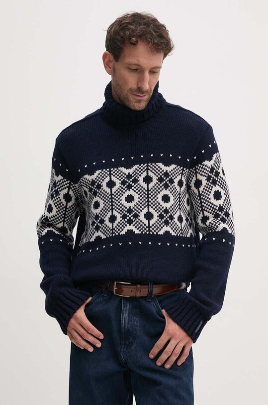 Paul&Shark sweter wełniany wełna granatowy 14311002