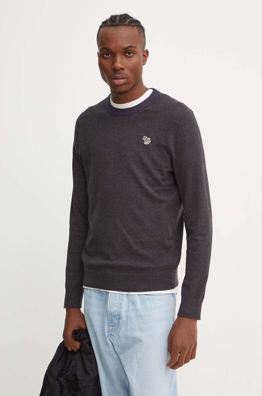 Sveter s prímesou vlny PS Paul Smith nášivka sivá M2R.530XZ.N22226